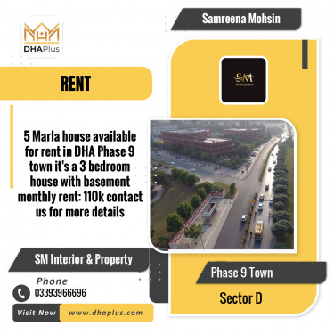 5 Marla Residential House for Rent in Sector D -  Phase 9 Town, Lahore - (DP-41023)