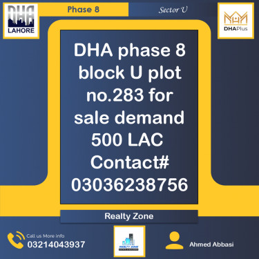 1 Kanal Residential Plot for Sale in Sector U -  Phase 8, Lahore - (DP-41141)