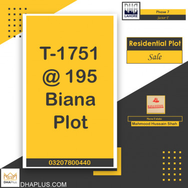 10 Marla Residential Plot for Sale in Sector T -  Phase 7, Lahore - (DP-41197)