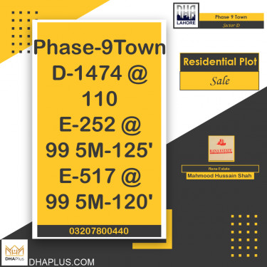5 Marla Residential Plot for Sale in Sector D -  Phase 9 Town, Lahore - (DP-41200)