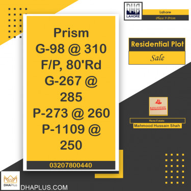 1 Kanal Residential Plot for Sale in Phase 9 Prism, Lahore - (DP-41201)