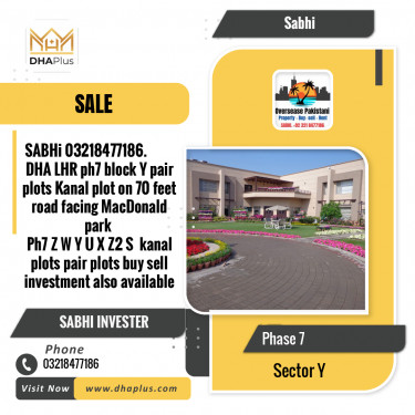 1 Kanal Residential Plot for Sale in Sector Y -  Phase 7, Lahore - (DP-41221)