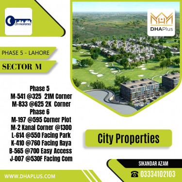 21 Marla Residential Plot for Sale in Sector M -  Phase 5, Lahore - (DP-41263)