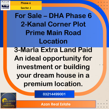 2 Kanal Residential Plot for Sale in Sector J -  Phase 6, Lahore - (DP-41276)