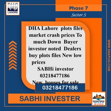 1 Kanal Required Residential Plot in Sector S -  Phase 7, Lahore - (DP-41283)