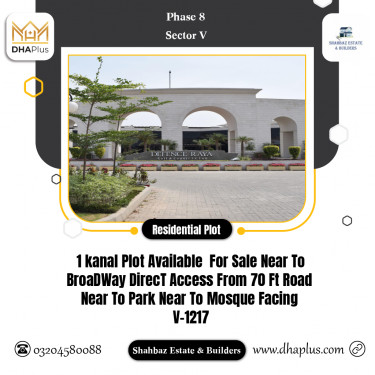 20 Marla Residential Plot for Sale in Sector V -  Phase 8, Lahore - (DP-41324)
