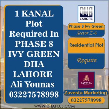 1 Kanal Required Residential Plot in Sector Z-6 -  Phase 8 Ivy Green, Lahore - (DP-41446)