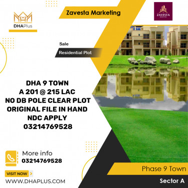 8 Marla Residential Plot for Sale in Sector A -  Phase 9 Town, Lahore - (BP-41501)