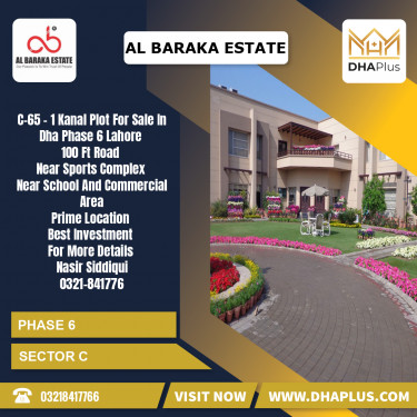 1 Kanal Residential Plot for Sale in Sector C -  Phase 6, Lahore - (BP-41625)