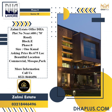 20 Marla Residential Plot for Sale in Sector W -  Phase 8, Lahore - (BP-41911)