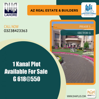 1 Kanal Residential Plot for Sale in Sector G -  Phase 5, Lahore - (BP-42052)