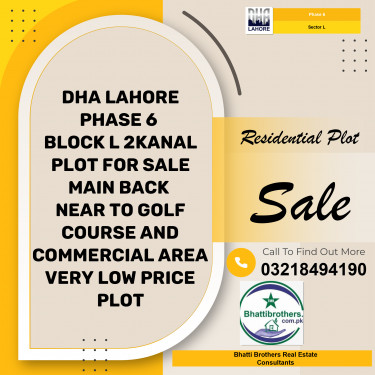 2 Kanal Residential Plot for Sale in Sector L -  Phase 6, Lahore - (BP-42224)