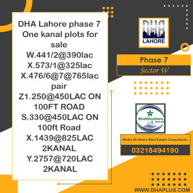 1 Kanal Residential Plot for Sale in Sector W -  Phase 7, Lahore - (BP-42510)