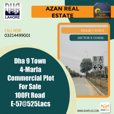 4 Marla Commercial Plot for Sale in Sector E Commercial, DHA Phase 9 Town, Lahore - (BP-42578)