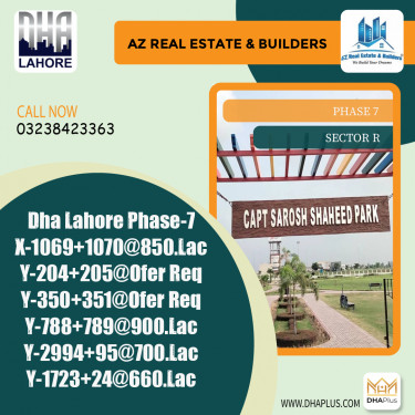 1 Kanal Residential Plot for Sale in Sector R -  DHA Phase 7, Lahore - (BP-42921)
