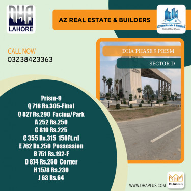 1 Kanal Residential Plot for Sale in Sector D - DHA Phase 9 Prism, Lahore - (BP-43187)