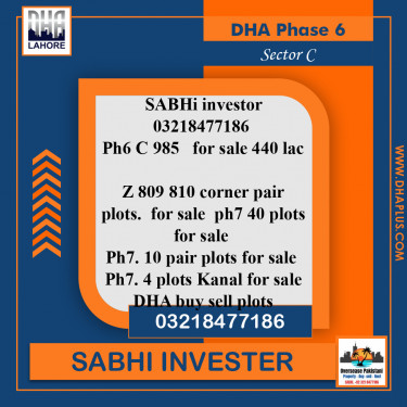 1 Kanal Residential Plot for Sale in Sector C - DHA Phase 6, Lahore - (BP-43252)