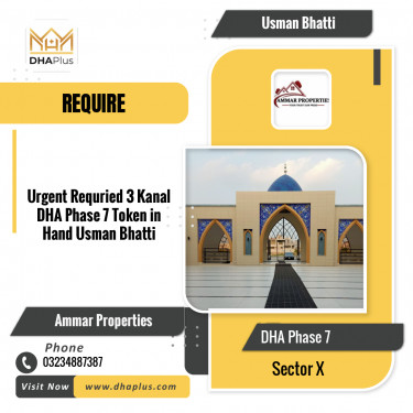 3 Kanal Required Residential Plot in Sector X - DHA Phase 7, Lahore - (BP-43531)