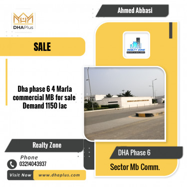 4 Marla Commercial Plot for Sale in Sector MB Commercial - DHA Phase 6, Lahore - (BP-43846)