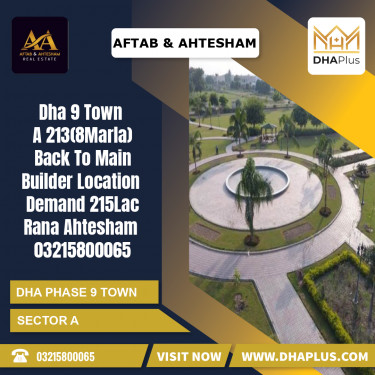 8 Marla Residential Plot for Sale in Sector A - DHA Phase 9 Town, Lahore - (BP-43865)