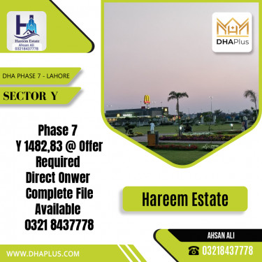 40 Marla Residential Plot for Sale in Sector Y, DHA Phase 7, Lahore - (BP-44081)