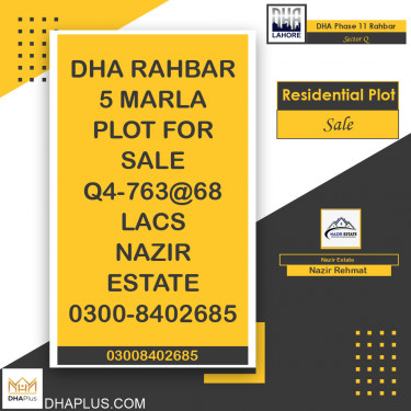 5 Kanal Residential Plot for Sale in Phase 4 - Sector Q, DHA Phase 11 Rahbar, Lahore - (BP-44108)