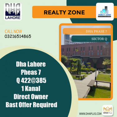 1 Kanal Residential Plot for Sale in Sector Q, DHA Phase 7, Lahore - (BP-44322)