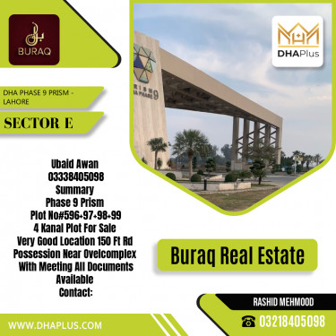 4 Kanal Residential Plot for Sale in Sector E, DHA Phase 9 Prism, Lahore - (BP-45191)