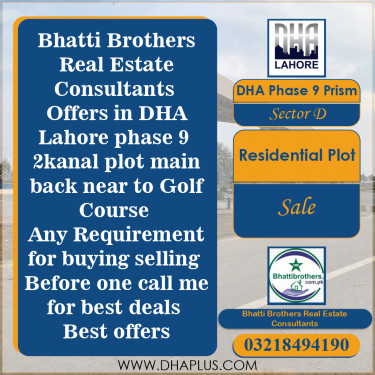 2 Kanal Residential Plot for Sale in Sector D, DHA Phase 9 Prism, Lahore - (BP-45636)