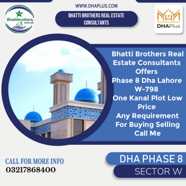 1 Kanal Residential Plot for Sale in Sector W, DHA Phase 8, Lahore - (BP-45824)