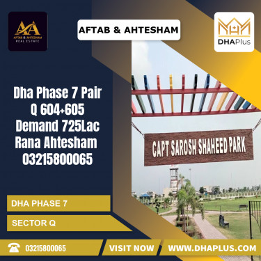 2 Kanal Residential Plot for Sale in Sector Q, DHA Phase 7, Lahore - (BP-46137)