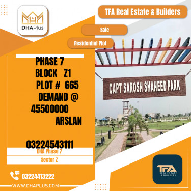 1 Kanal Residential Plot for Sale in Sector Z, DHA Phase 7, Lahore - (BP-46205)