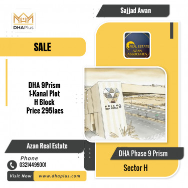 1 Kanal Residential Plot for Sale in Sector H, DHA Phase 9 Prism, Lahore - (BP-46225)