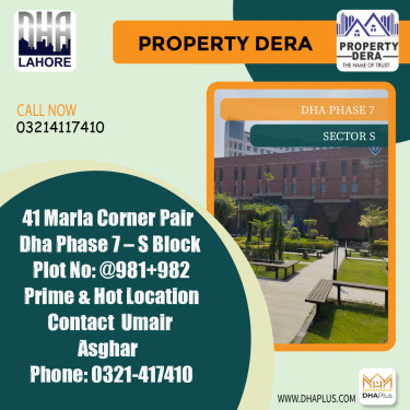 41 Marla Residential Plot for Sale in Sector S, DHA Phase 7, Lahore - (BP-46615)
