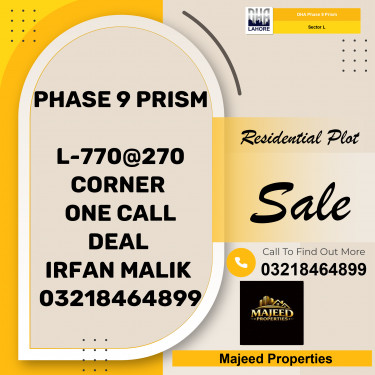 1 Kanal Residential Plot for Sale in Sector L, DHA Phase 9 Prism, Lahore - (BP-46729)