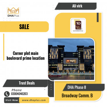 10 Marla Commercial Plot for Sale in Broadway Commercial B, DHA Phase 8, Lahore - (BP-46883)