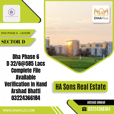 1 Kanal Residential Plot for Sale in Sector D, DHA Phase 6, Lahore - (BP-46923)