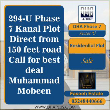 1 Kanal Residential Plot for Sale in Sector U, DHA Phase 7, Lahore - (BP-46988)