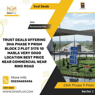 10 Marla Residential Plot for Sale in Sector J, DHA Phase 9 Prism, Lahore - (BP-47243)