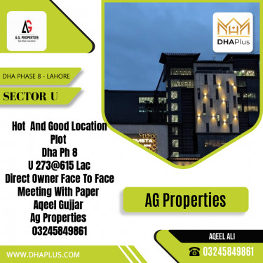 1 Kanal Residential Plot for Sale in Sector U, DHA Phase 8, Lahore - (BP-47443)