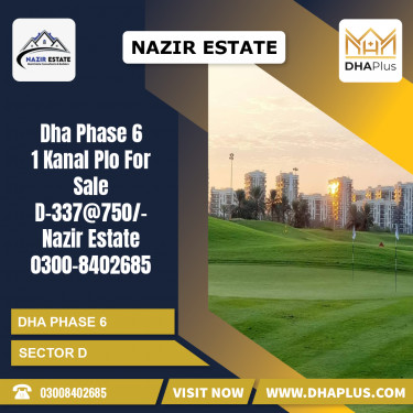 1 Kanal Residential Plot for Sale in Sector D, DHA Phase 6, Lahore - (BP-47829)