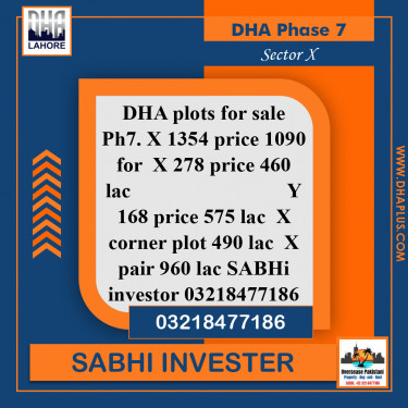 2 Kanal Residential Plot for Sale in Sector X, DHA Phase 7, Lahore - (BP-48327)