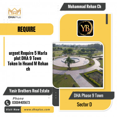 5 Marla Required Residential Plot in Sector D, DHA Phase 9 Town, Lahore - (BP-48356)