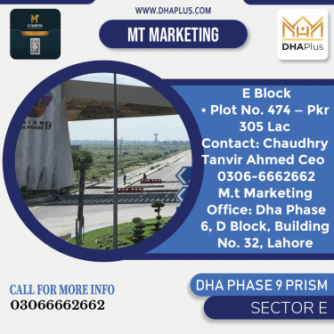 1 Kanal Residential Plot for Sale in Sector E, DHA Phase 9 Prism, Lahore - (BP-48383)