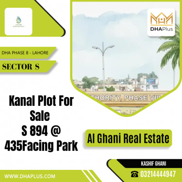 1 Kanal Residential Plot for Sale in Sector S, DHA Phase 8, Lahore - (BP-48698)