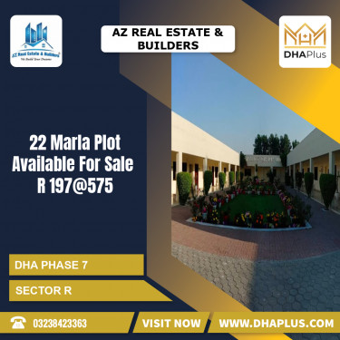 22 Marla Residential Plot for Sale in Sector R, DHA Phase 7, Lahore - (BP-48774)