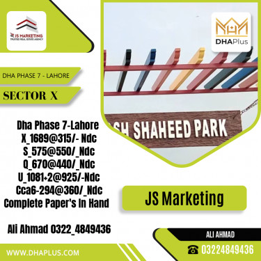 1 Kanal Residential Plot for Sale in Sector X, DHA Phase 7, Lahore - (BP-48789)