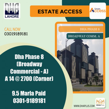 10 Marla Commercial Plot for Sale in Broadway Commercial A, DHA Phase 8, Lahore - (BP-48820)