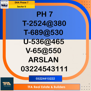 1 Kanal Residential Plot for Sale in Sector U, DHA Phase 7, Lahore - (BP-49267)