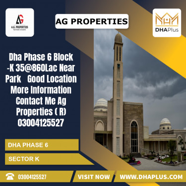 1 Kanal Residential Plot for Sale in Sector K, DHA Phase 6, Lahore - (BP-49297)